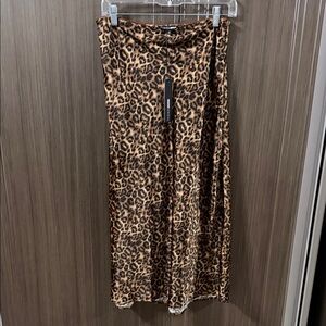 Fashion Nova Leopard-Print Satin Maxi Skirt - Brown & Black